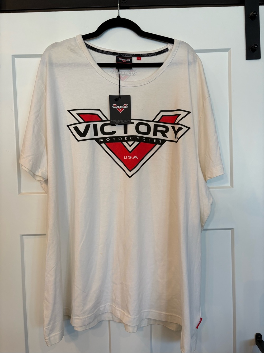 Victory Motorcycles White Short Sleeve Tee with Red & Black Logo